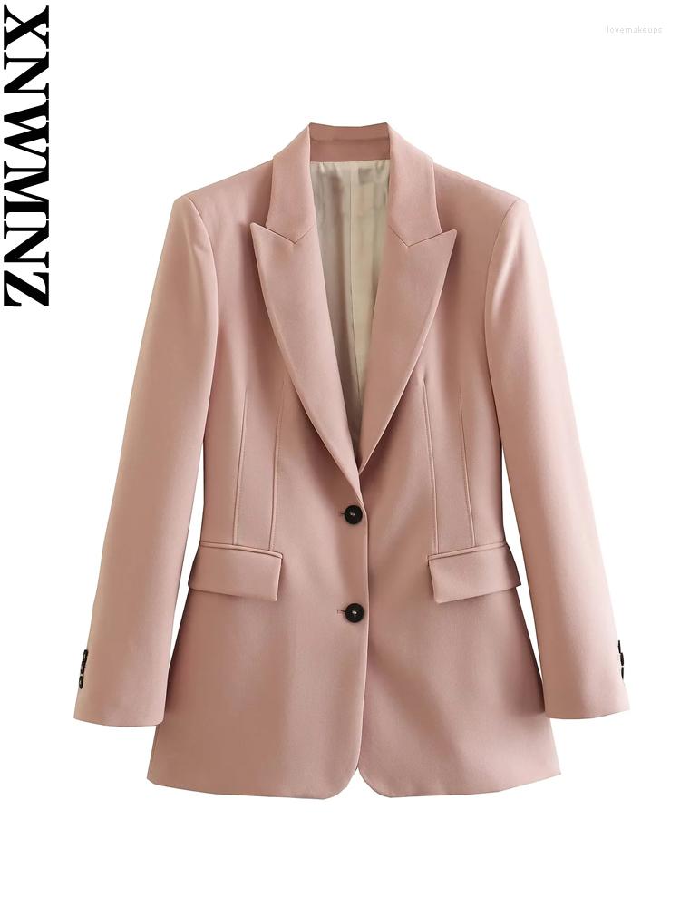 

Women's Tracksuits XNWMNZ 2023 Women Fashion Lapel Long-sleeve Pocket Blazer Or Mid-waist Zippered Trousers Office Female Chic Two-piece Set, Picture color