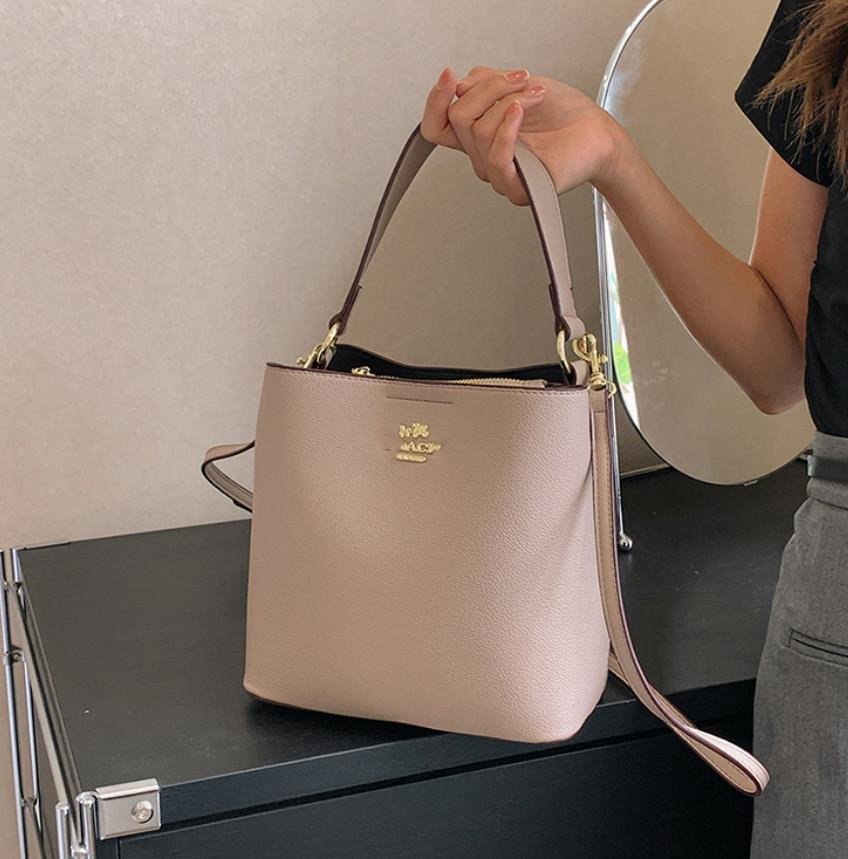 

Quality women's bucket bag Wandering bag big bag leather shoulder crossbody bags texture handbag, 22*21*12cm