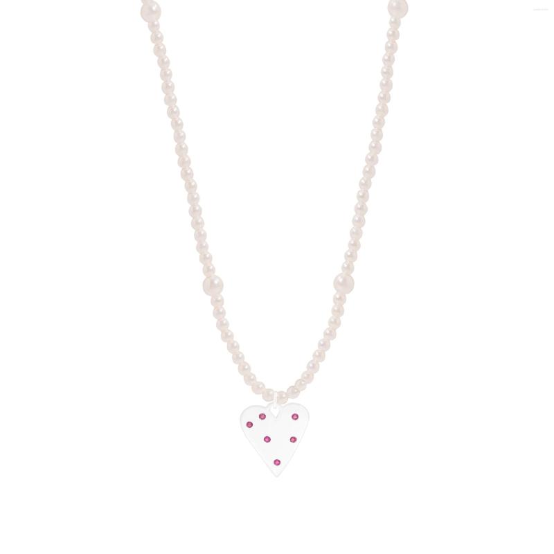 

Chains Small And Luxury Design Versatile Strawberry Love Pearl Necklace Zircon 925 Sterling Silver Female