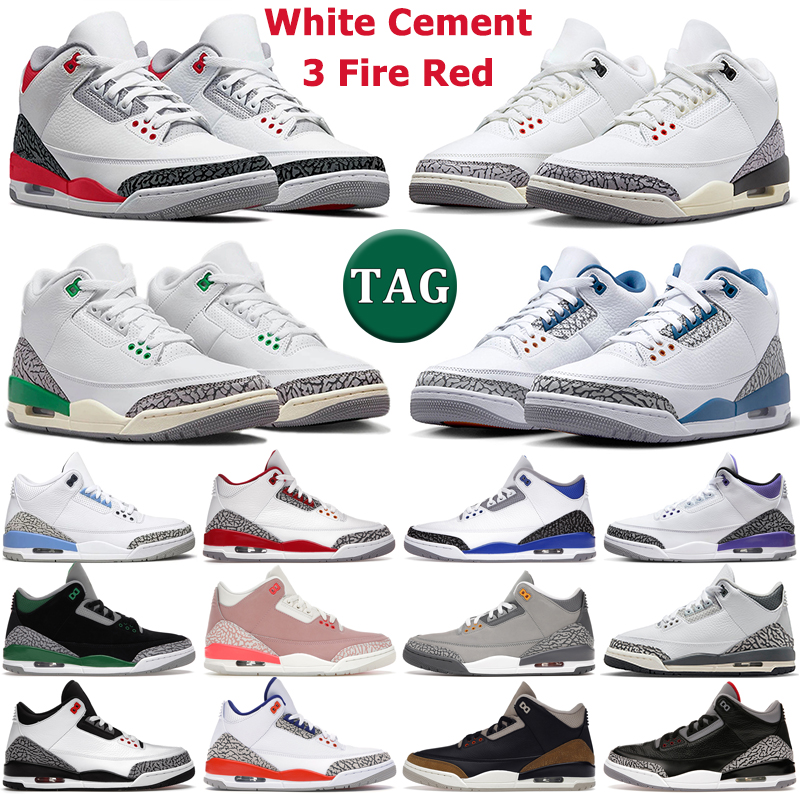 

3 basketball shoes men women 3s sneakers White Cement Reimagined Wizards Dark Iris Cardinal Fire Red UNC Lucky Pine Green Black Cement mens outdoor sports trainers, 10