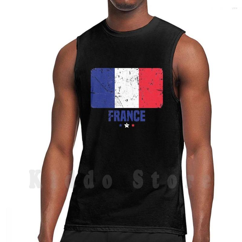 

Men's Tank Tops France Flag French Apparel Vest Cotton Soccer Eifel Tower, M-tank-red