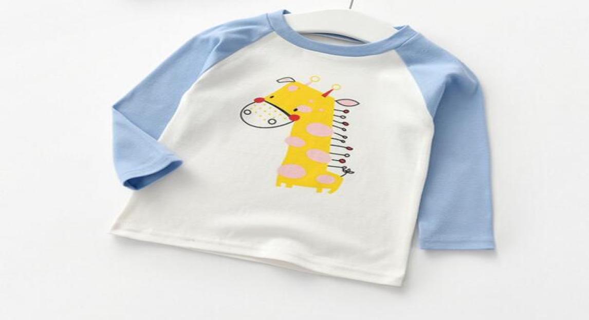 

2019 In the fall New style boy The giraffe chicken animal pattern Long sleeve Tshirt fashion children clothes2425913, Red
