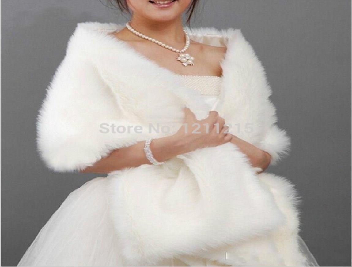 

170x35 cm White Faux Fur Shrug Cape Stole Wrap Wedding Bridal Women Shawl Wraps Jackets Plus Size s1431155