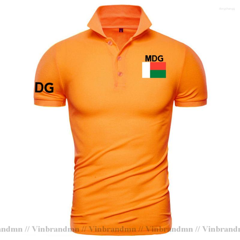 

Men's Polos Madagascar Polo Shirts Men Short Sleeve Cotton Est Fashion Country Flag Tees MDG Malagasy Madagasikara, Orange