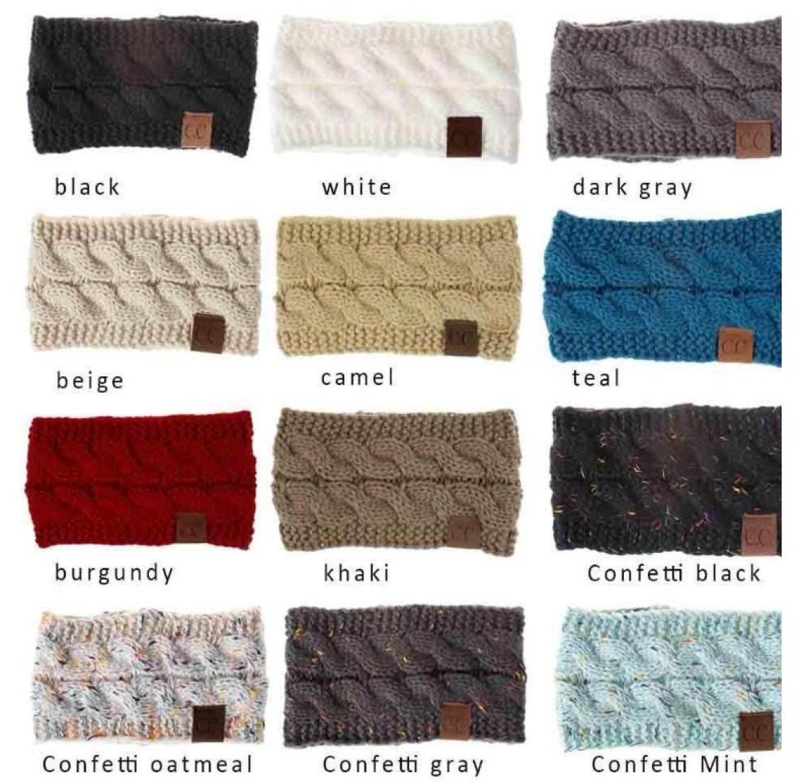 

CC Hairband Sweatband Colorful Knitted Crochet Headband Winter Ear Warmer Elastic Band Wide Accessories5589104, Multi