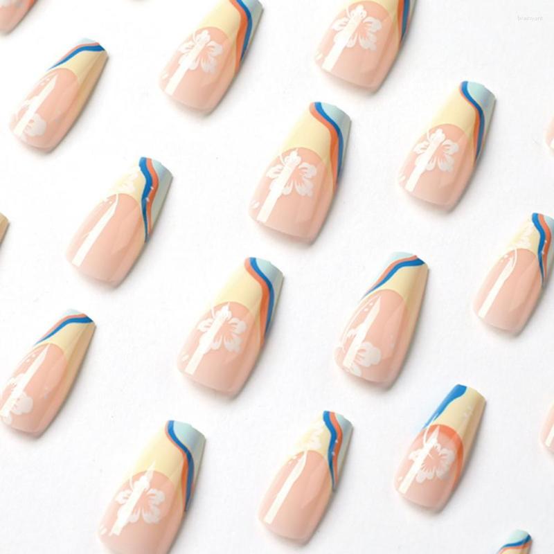 

False Nails 24 Pcs Manicure Wraps No Harm Women Fake Press On DIY, Blue
