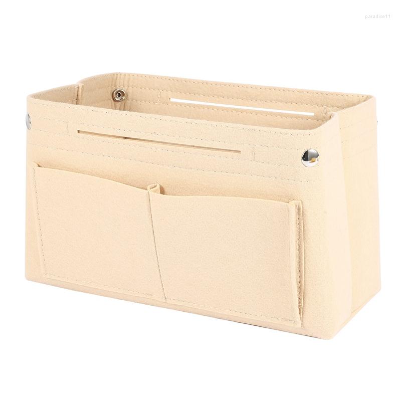 

Cosmetic Bags 2X Beige Women Fashion Felt Cloth Inner Bag Fits In Insert Handbag Multi-Pockets Belongings Organizer