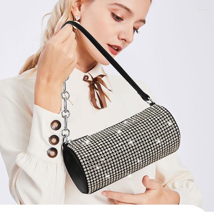 

Evening Bags Rhinestone Diamond Chain Crossbdoy Bag Female Portable Small Handbag Women Messenger Fashion Clutch Boston Purse Feminina, Silver
