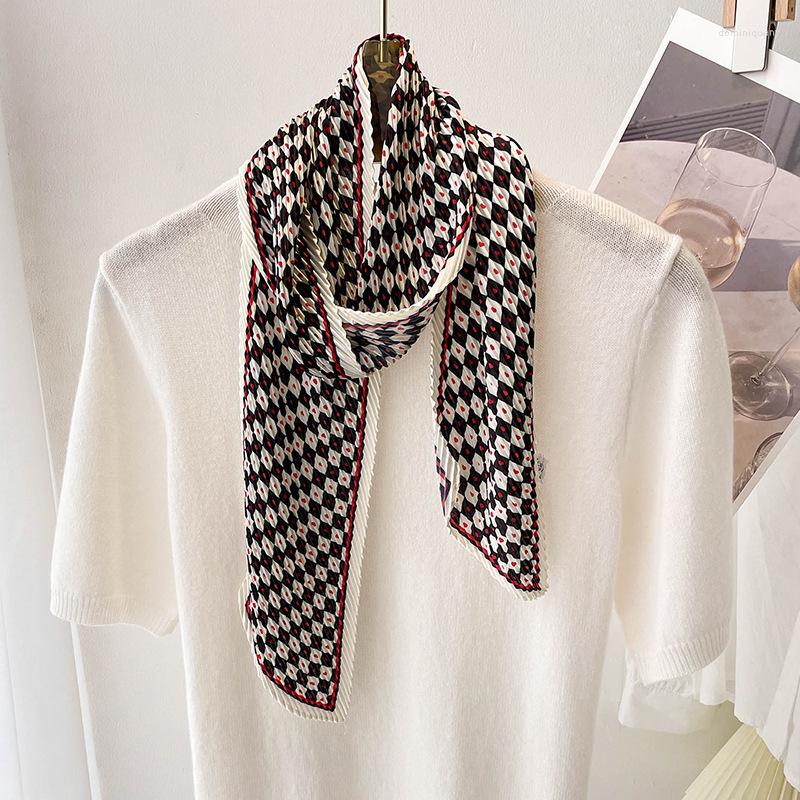 

Scarves Retro Love Plaid Skinny Crepe Ribbon Silk Scarf For Women Neck Hand Bag Ties Hair Scarfs Female Headband Neckerchief Hairband