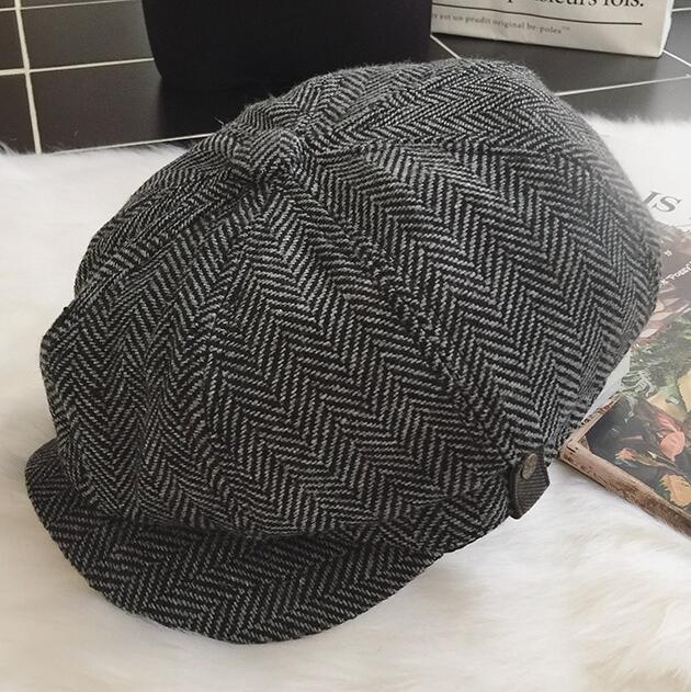 

Gangster Hat Berets Men Vintage Cap British style Spring Gray