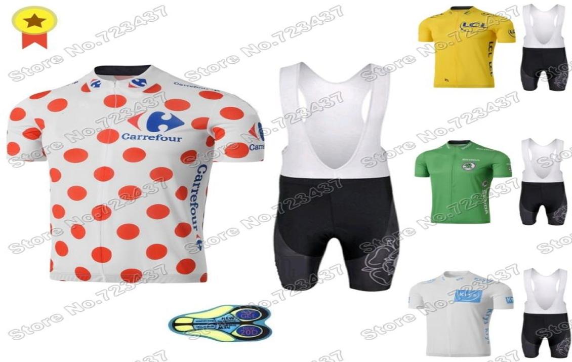 

France Tour Leader Cycling Jersey Set Yellow Green White Polka Dot Clothing De Road Bike Shirts Suit MTB Maillot Racing Sets9060690, Purple