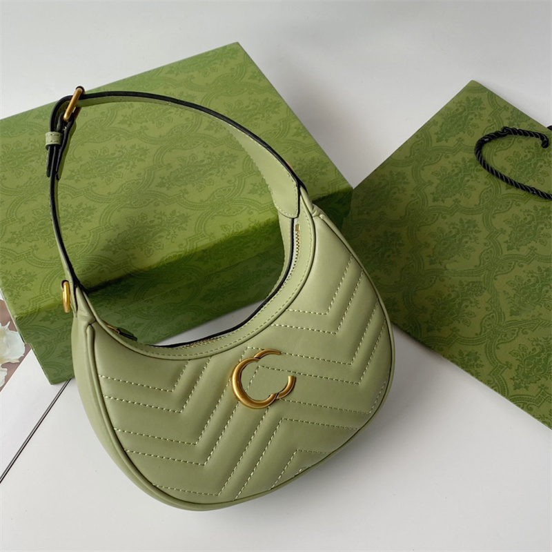 

Mini Ladies 23 Hobo Designer Avocado Green Shoulder Bags Meniscus Handbags Retro Style Purses With Hardware Woman Underarm Package