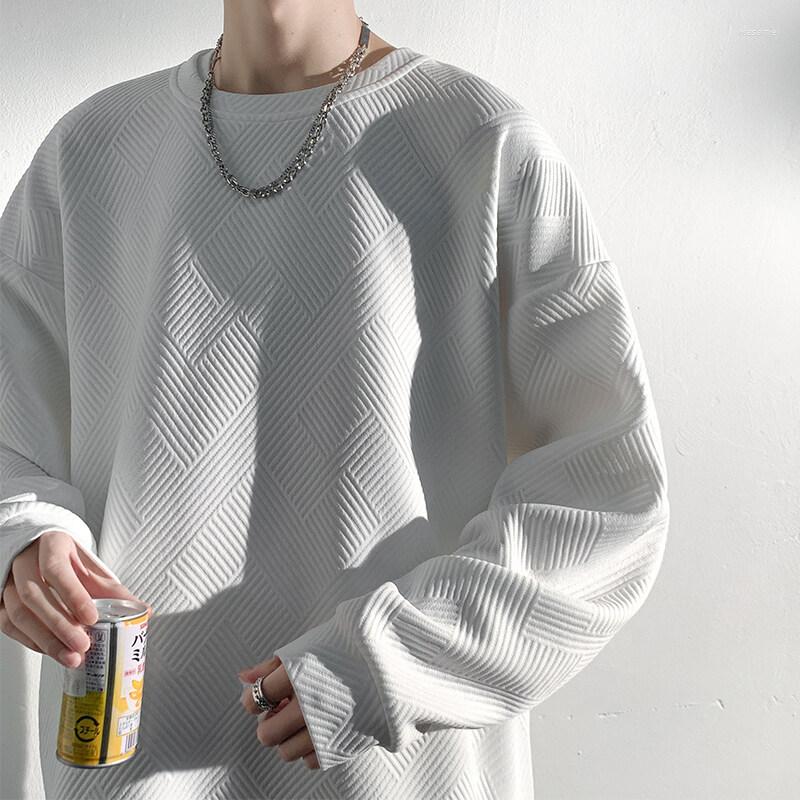 

Men's Hoodies Spring Original Large Round Neck Pullover Underlay Floating Pattern High Weave Loose Sweater, Black