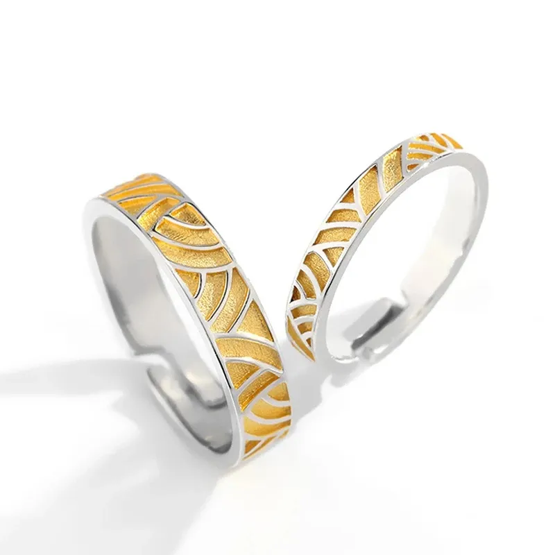 

Blowing Wheat Couple Rings For Women Men Wind Yellow The Barley Opening Ring Silver Color Jewelry