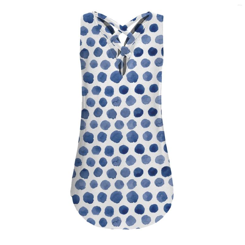 

Women' T Shirts Women Loose Sleeveless Tank Top Back Hem Layed Zipper V Neck Tops Cotton, Blue