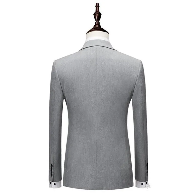 

Light Grey/Black Groom Tuxedos Double-Breasted Men Wedding Tuxedos Peak Lapel Jacket Blazer Men Dinner/Darty Suit 1132, Same as image12