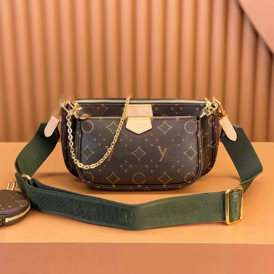 

Designer Bags Old Flower Shoulder Bag Famous Floral Classic MULTI POCHETTE Clutch Embossed Fashion Luxury Women Messenger Bag Large Capacity 3 Pieces 8 Color Straps, # 10 pink