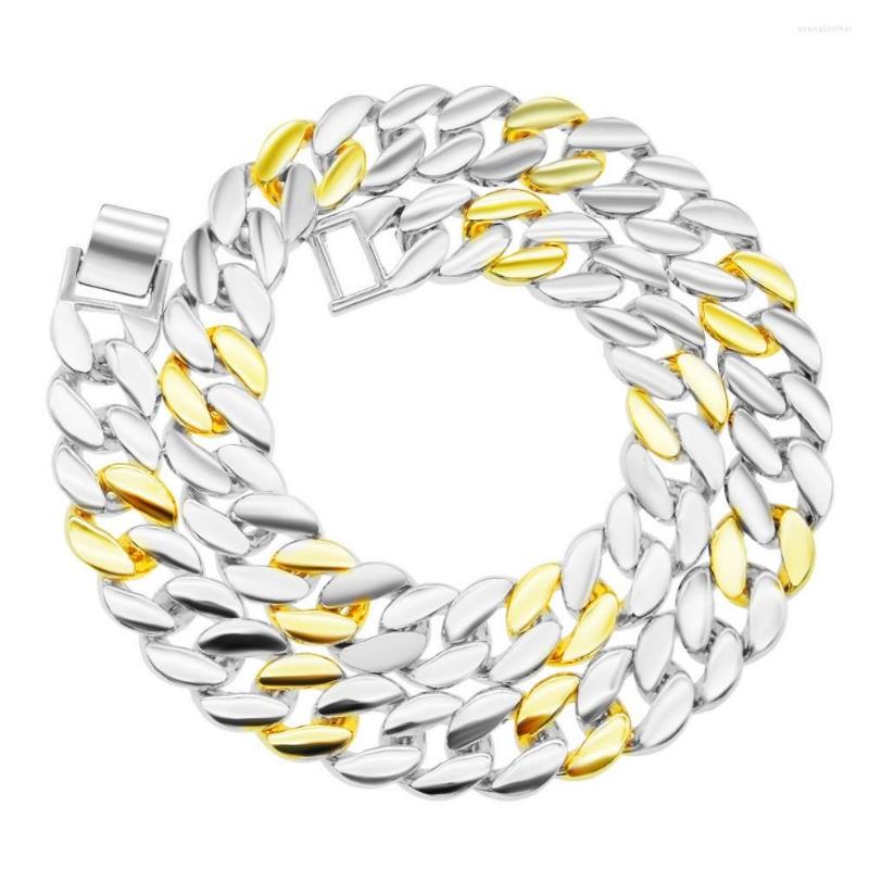 

Chains 16mm High Polished Glossy Miami Cuba Chain Smooth Choker Necklace Street Style Gold Silver Color Hip Hop Jewelry For Men Women