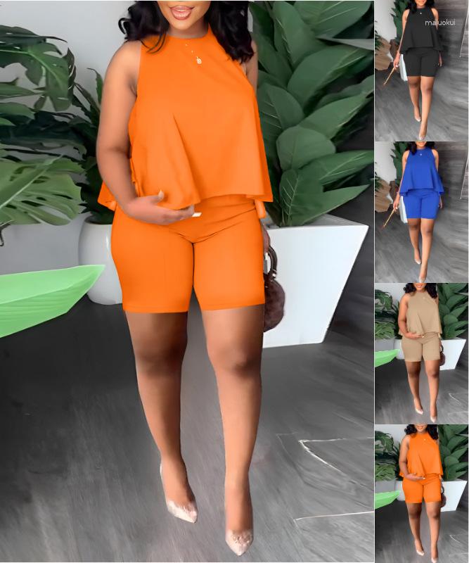 

Women' Tracksuits 2023 Summer Round Collar Loose Shorts Two-piece Temperament Commuter Suits, Black