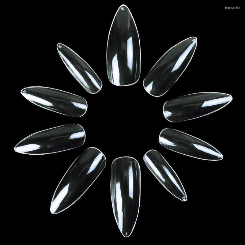 

False Nails 50 Packs Long Stiletto Nail Tips 500Pcs Clear Natural Fake Manicure Artificial Press On Wholesale