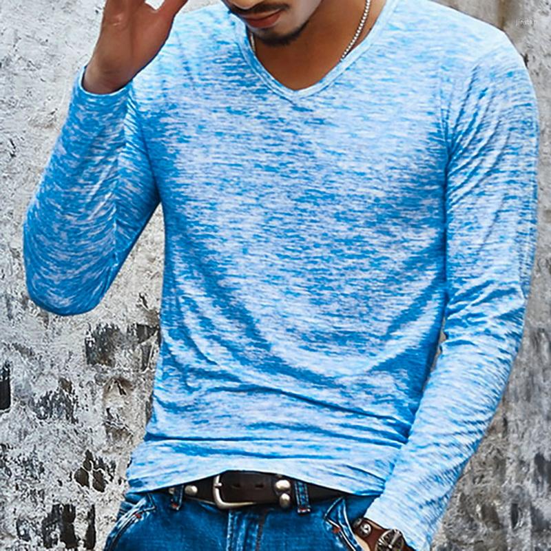 

Men's T Shirts 2023 Spring Men Long Sleeve T-Shirt V Neck Solid Color Shirt Top Tee Male Streetwear Fitness Men'S, Color7