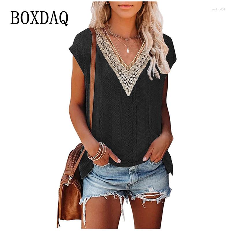 

Women' Blouses Summer Fashion Lace Patchwork Loose Casual Women Elegant Simple Short Sleeve Sexy Hollow Tops Female V-Neck Shirts, Lm9875 light green