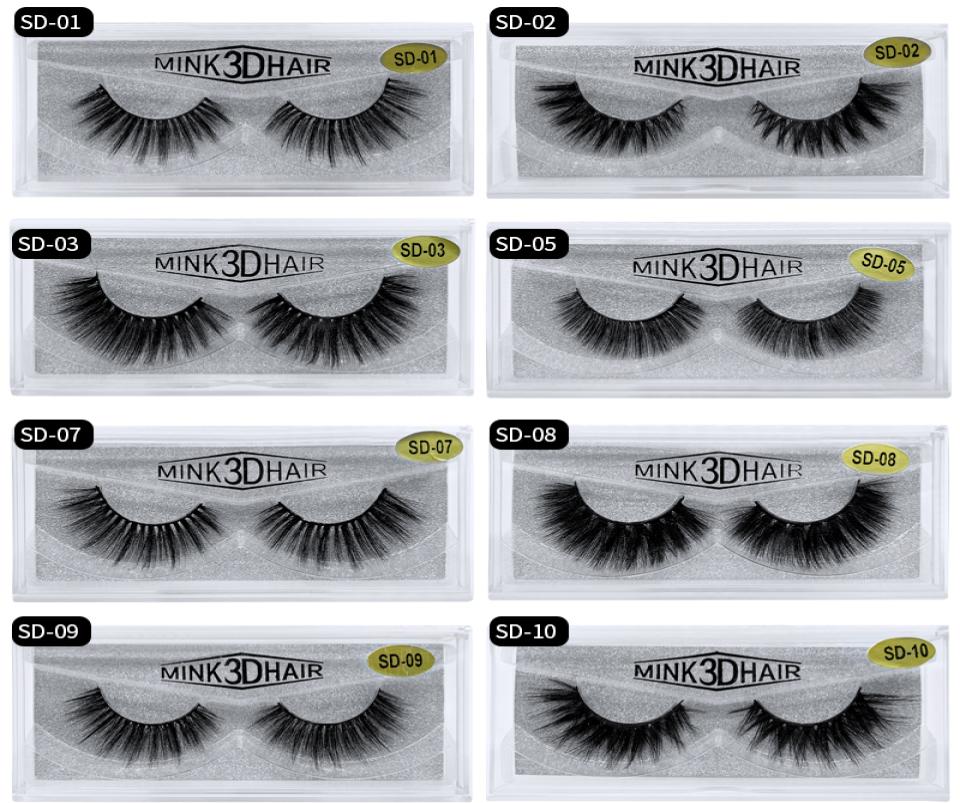 

SD Series Single pair eyelashes 3D mink eyelash pure mink thick lashes sharpening eyelashes extension eyelash boxes make up wholes5244144