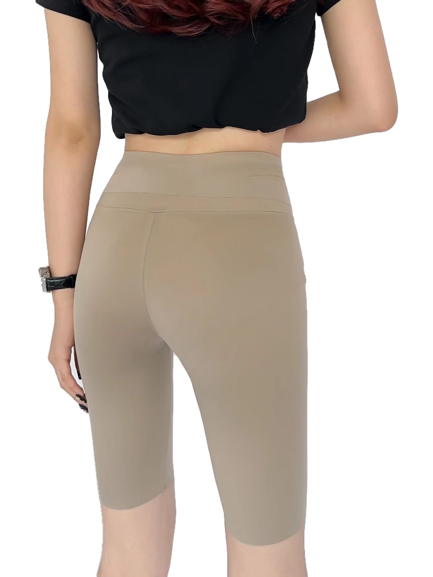 

New women's skinny shorts yoga pantsyoga Shorts leggings solid waist exercise yoga fitness hip lifting shorts fitness push tight running quickdrying shorts, Dark gray