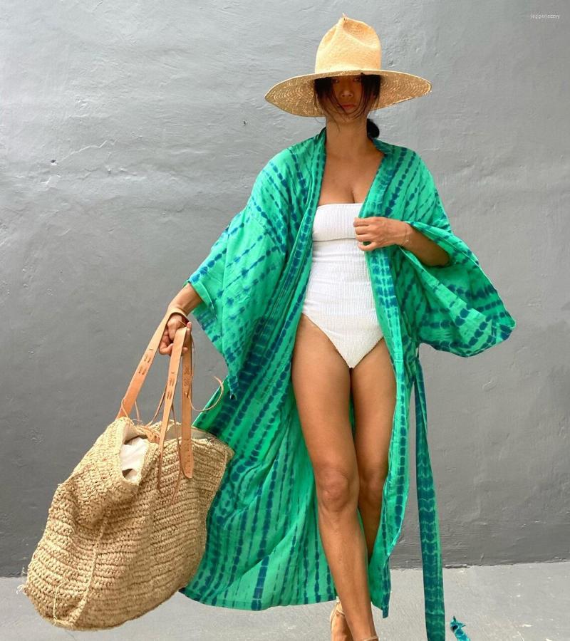 

Casual Dresses 2023 Summer Women Beach Style Swimwears Cover-Ups Print Sunscreen Kimono Cardigan Long Dress, Style7