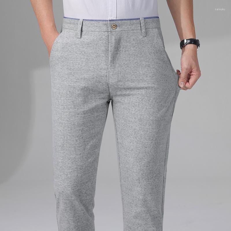 

Men's Pants Cotton Linen Casual Thin Summer Korea Style Clothing Regular Fit Long Trousers For Men Blue Grey 2023 Fashion