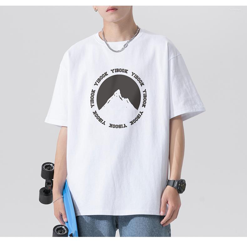 

Men's T Shirts M3435 Short-sleeved T-shirt Men's Summer Cotton Half-sleeved Trend Ins Loose All-match Printing Top, Black-2