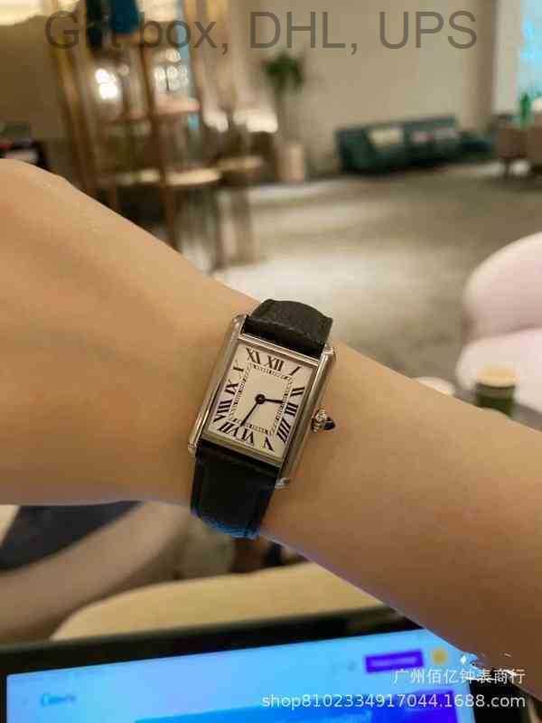 

SUPERCLONE Luxury watch Tank Cart fashion women The same rectangular couple tank calfskin strap with original steel folding buckle can ANGLAISE, Silver
