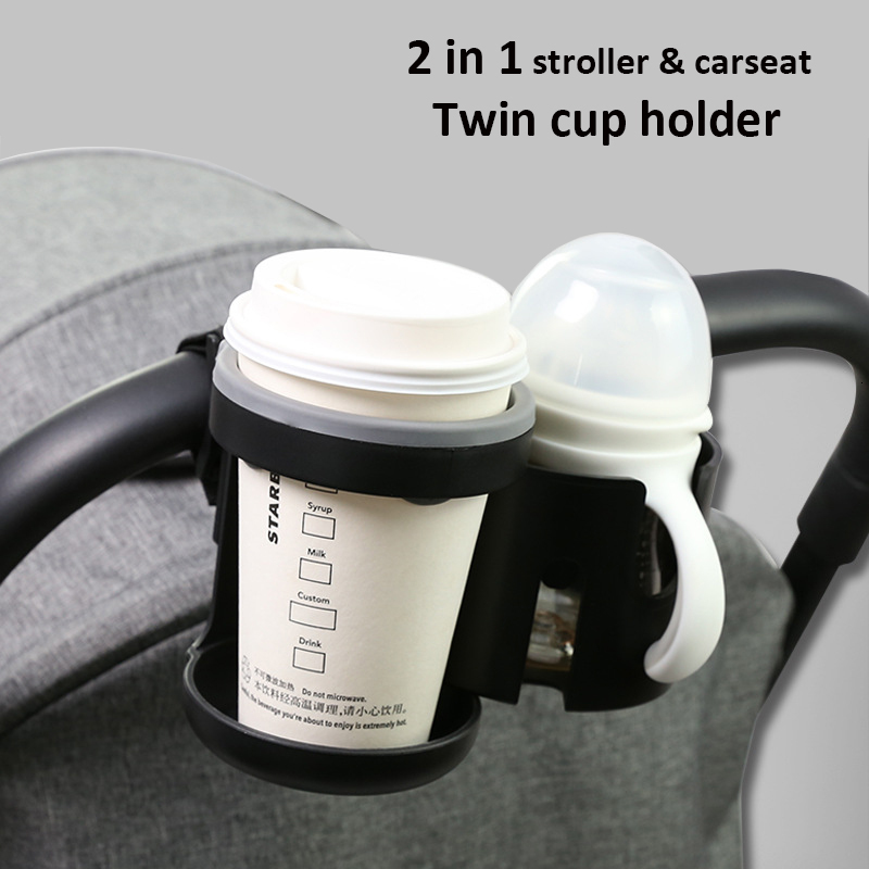 

Stroller Parts Accessories Universal cup Holder 2 In 1 Twin pram water milk bottle rack Drinks Stand Carrying Case for Bikes Trolleys Pushchairs 230628