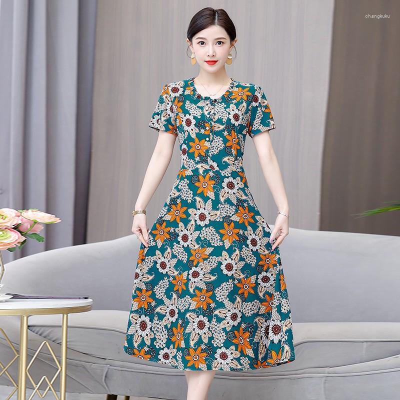 

Casual Dresses Summer For Women O-Neck Loose Short Sleeve Fashion Print Plus Size Woman Cothing, Color 10