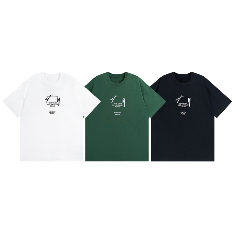 

Summer Designer Fashion Cotton STU Men's T-Shirts Letter Printed High Street Casual Short Sleeve Tops Classics Trendy Brand Tee, White