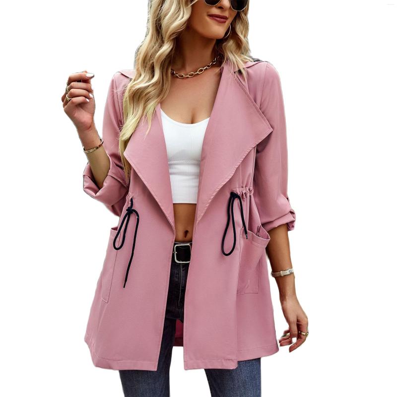 

Women' Trench Coats Autumn Winter Women' Windbreaker Coat Style Commuter Fashion Wear, Black