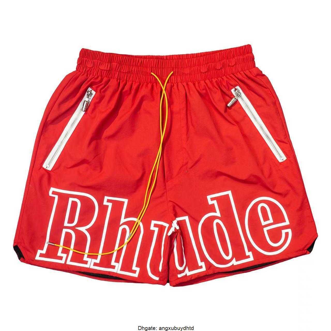 

rhude shorts fashion summerhigh street letter-print drawstring 3m reflective hip hop casual pants shorts