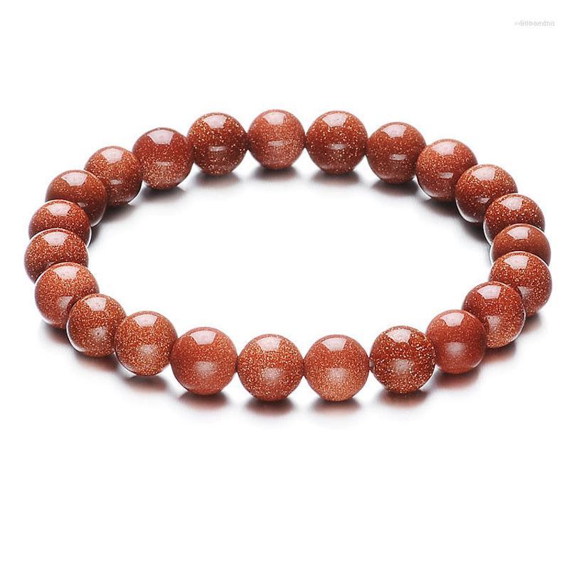 

Strand Design Natural Gold Gravel Bracelet Jewelry Stone Beads Round Bangle For Men & Women Valentine's Gift