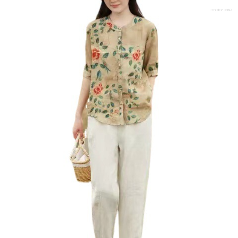 

Women's Two Piece Pants Summer Leisure Set 2023 Vintage Cotton And Large Fat Mm Cover Belly Hide Meat Fragmented Flower, Shivering