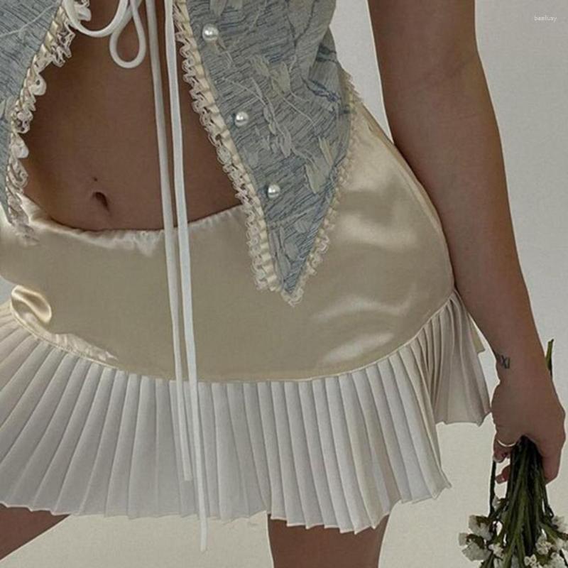 

Skirts Tennis Low Waist Pleated Women Solid Color A Line Elastic Casual Above Knee Length Female Mini Skirt, Black