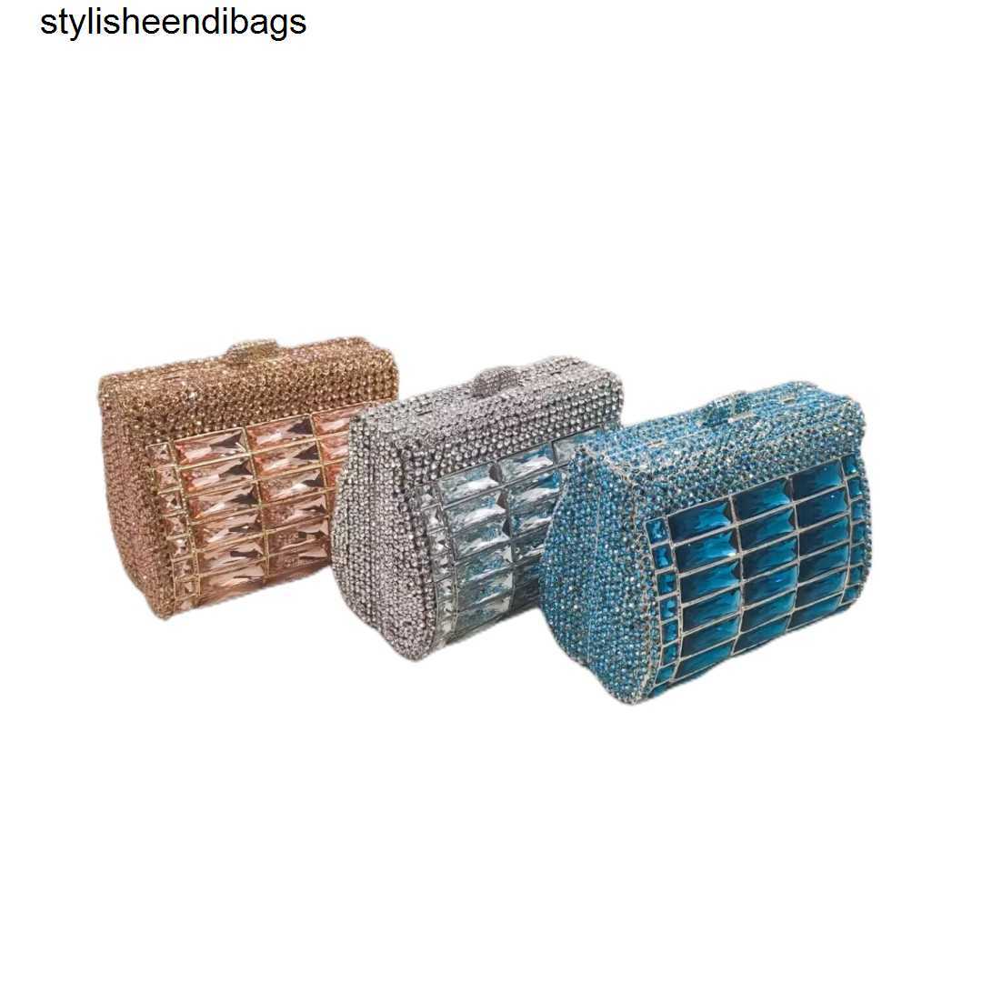 

Totes SMALL WALLET elegant Bridal wedding women evening party diamonds classical crystal clutches purses stylisheendibags, Blue