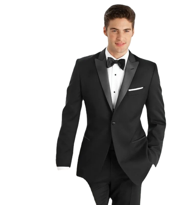 

Cheap Black Mens Suits Slim Fit Groomsmen Wedding Tuxedos Two Pieces Groom Suit Peaked Lapel Business Blazers With Jacket And Pants, Same as image