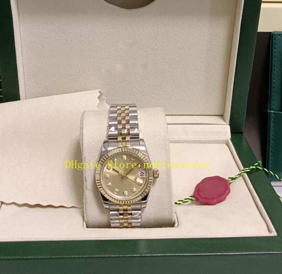 

16 Style Real Po With Box Ladies Automatic Watches Women 31mm Steel Yellow Gold Diamond Champagne Dial Bracelet Mechanical Lady6132235, White