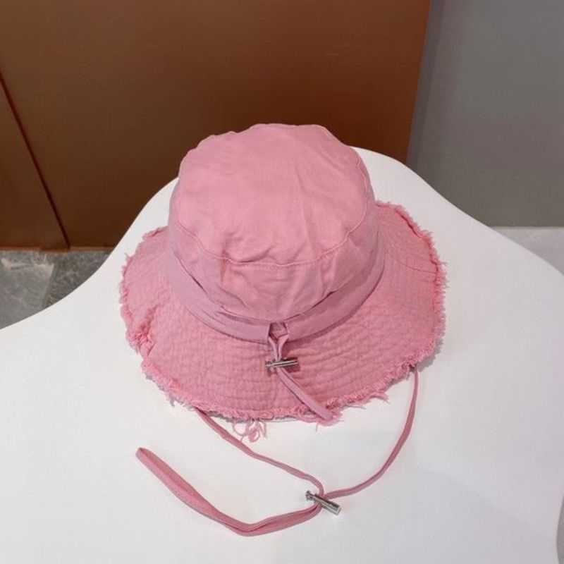 

Designer Bucket Hat String Flat Cap Adjustable Caps Wide Brim Buckets Hats Fashion Sunhat Summer Beach with Letters for Men Women J11d, No1-pink(j l0g0)