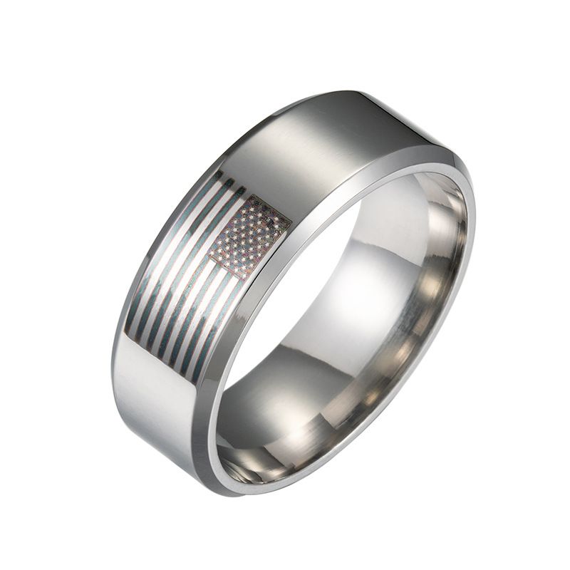 

Simple Trend USA Flag Ring Hip Hop Rings For Man Couple Party Gifts Jewelry 8MM