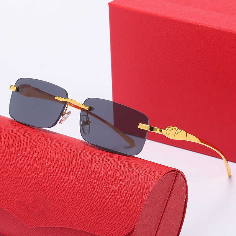 

Wholesale of sunglasses New Leopard Head Metal Frameless for Men and Women Fashion Small Box Sunglasses Frame