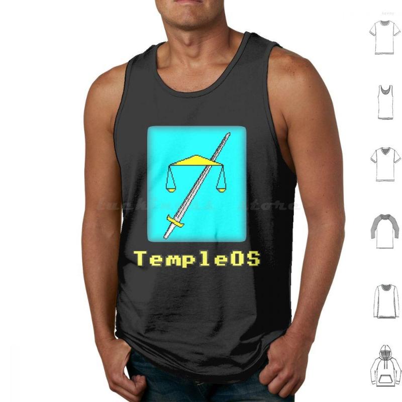 

Men's Tank Tops Templeos Print Cotton Os Temple Text Logo Terry Davis A, M-tank-white