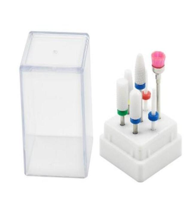 

7 Pcs Ceramic Nail Drill Bits Set with Box Milling Cutter Manicure Machine Accessories Electric Nail Files Art Tools4982139