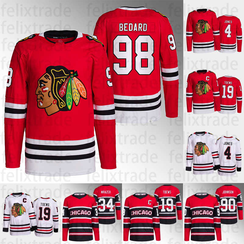 

Connor Bedard Blackhawks Jersey Jonathan Toews Anders Bjork Jakub Pour Caleb Jones Seth Jones Connor Murphy Jarred Tinordi Andreas Athanasiou Colin Blackwell, Womans s-xxl white