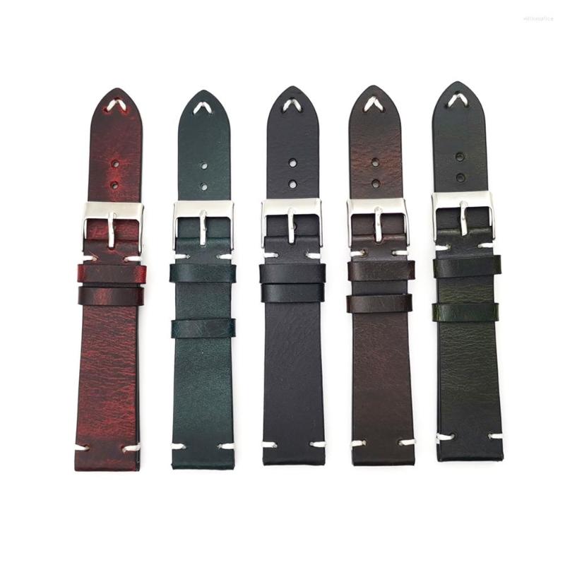 

Watch Bands Leather Watchband Oil Wax Accessories 18mm 20mm 22mm Vintage Strap 5 Colors Quick Release Handmade